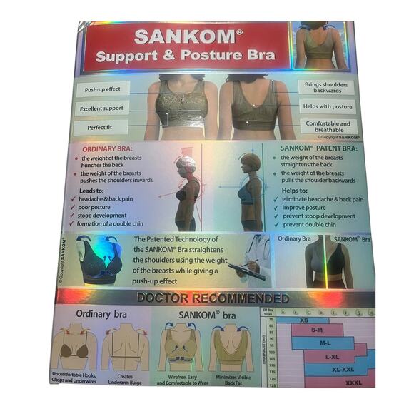 Sankom Support and Posture Bra Wine Lace #074 Size M-L - Picture 3 of 4